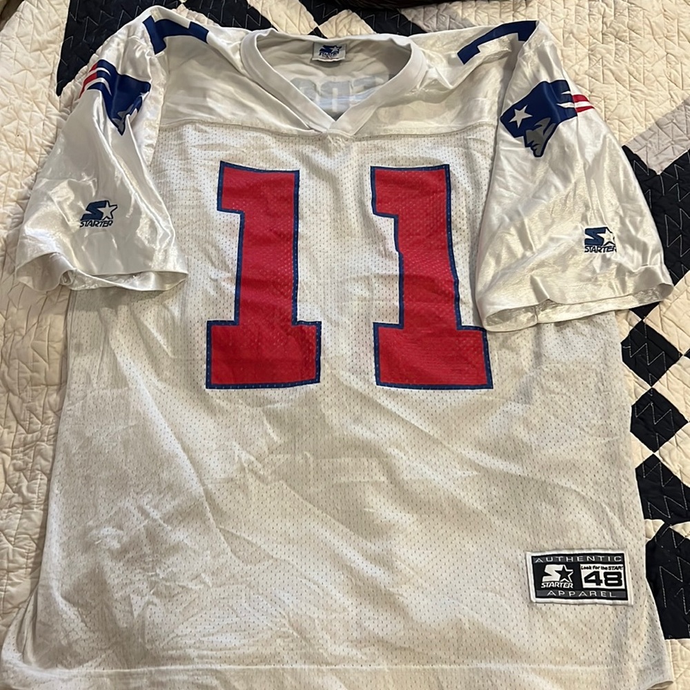 Vintage 90’s Bledsoe 11 New England Patriot’s NFL Starter Jersey 48/l